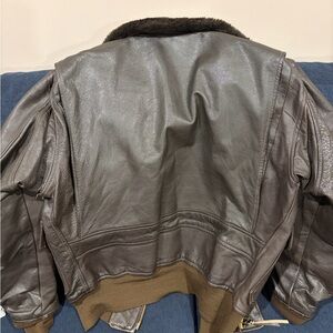 Brown Leather Bomber Jacket